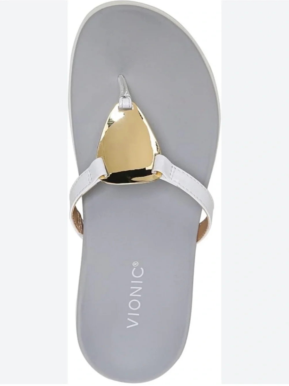 VIONIC Raysa White Toe Post Supportive Flip Flop Sandals Size 10